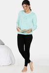 Zivame Velveteen Velour Knit Sweat-Shirt - Green — thumbnail 4
